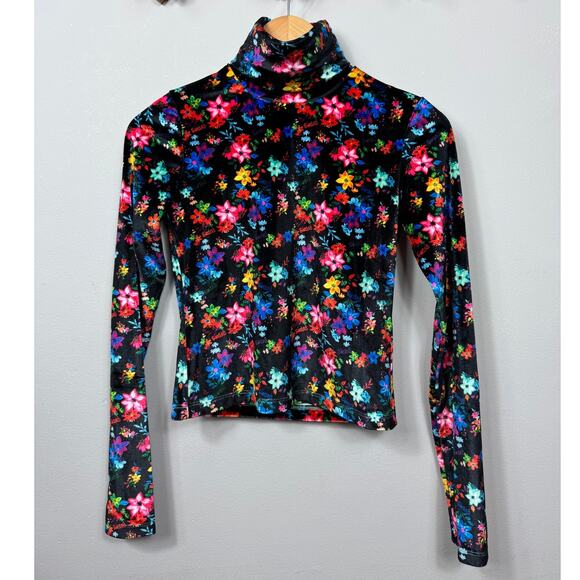 New Siedres Cody Velvet Floral Printed Fitted Turtleneck Top Size S - Picture 2 of 11